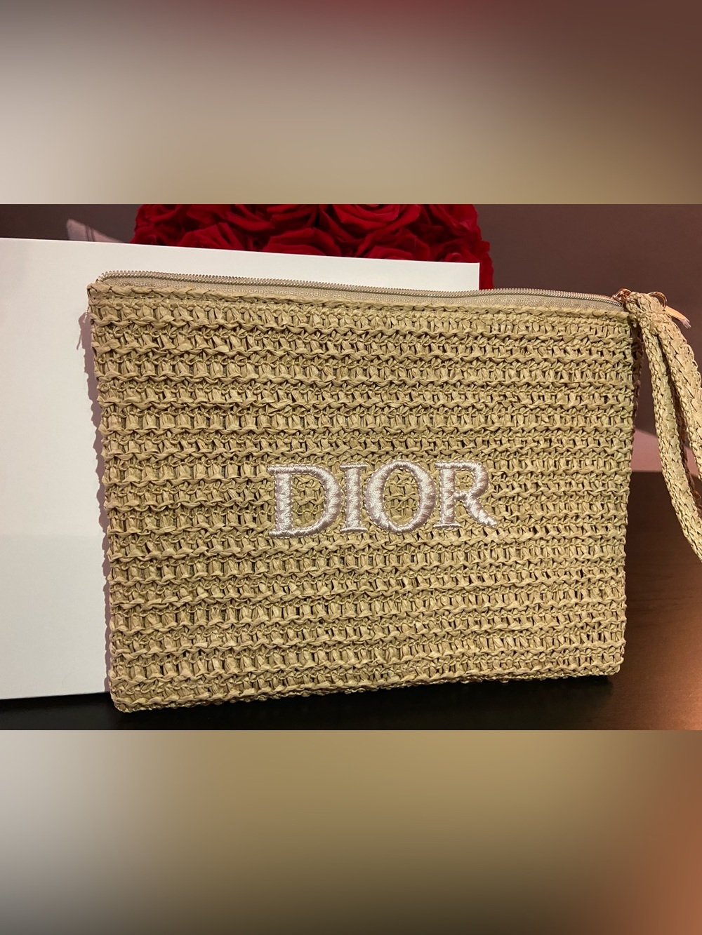 DIOR Beauty Raffia Pouch 2025 Summer Rattan Cosmetic Pouch Beige NEW! - Picture 4 of 7